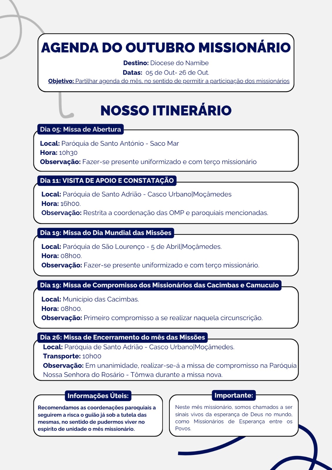 🌍 Agenda do mês de Outubro de 2025